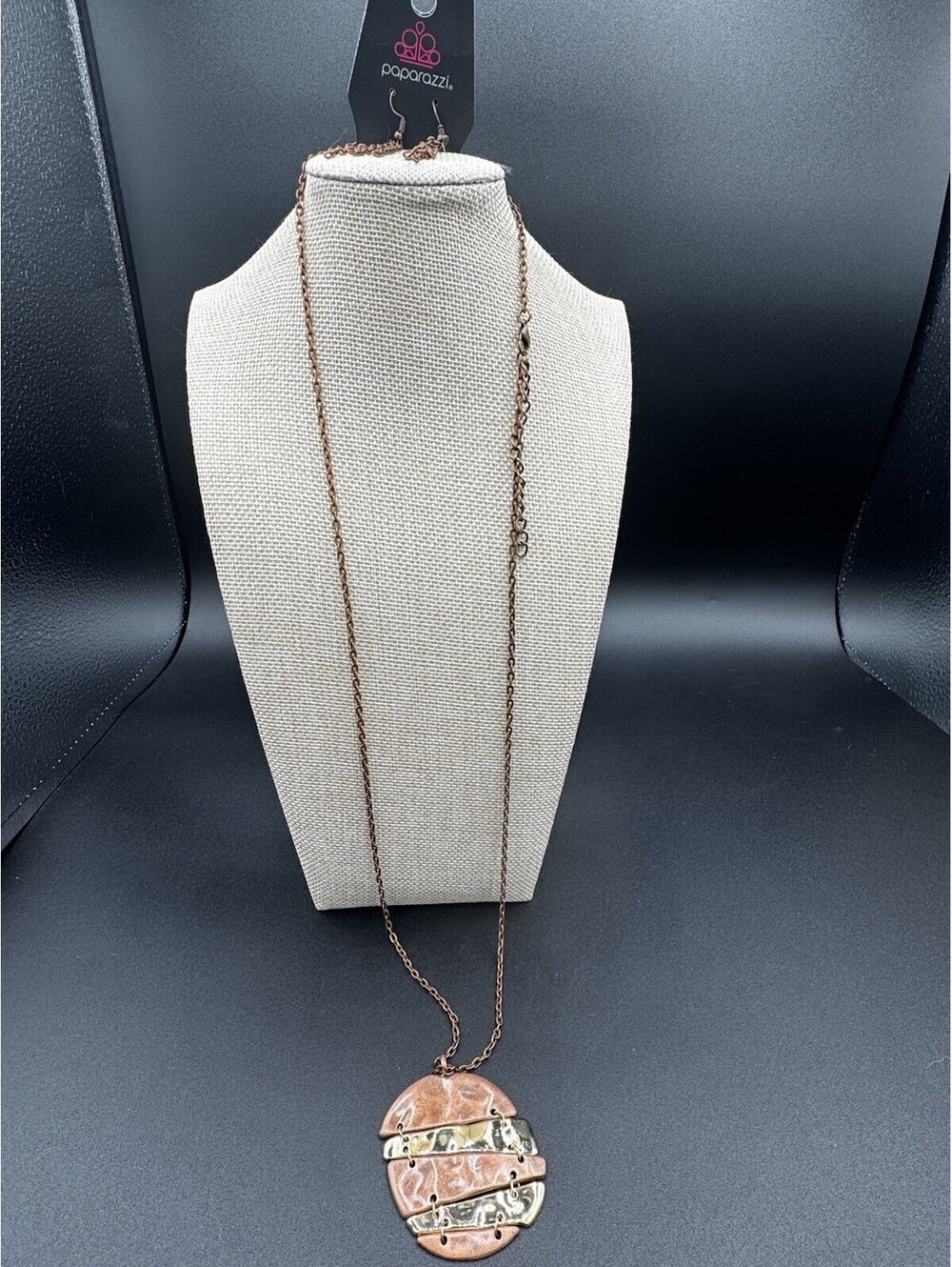 Paparazzi Copper Tone Artisan Pendant Necklace Tassel Earrings NWT Boho Art